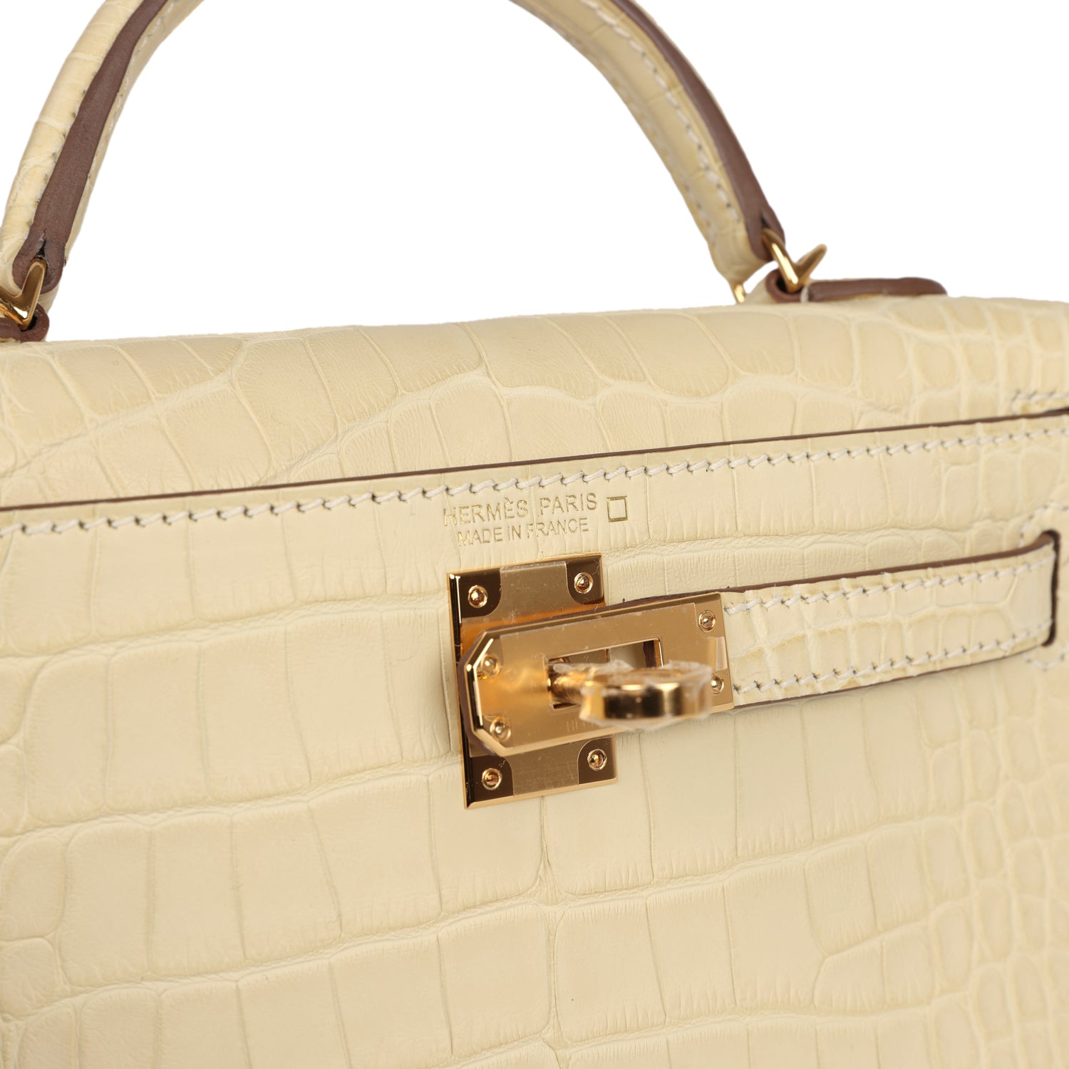 Hermes Kelly Sellier 20 Vanille Matte Alligator Gold Hardware - Exclusu
