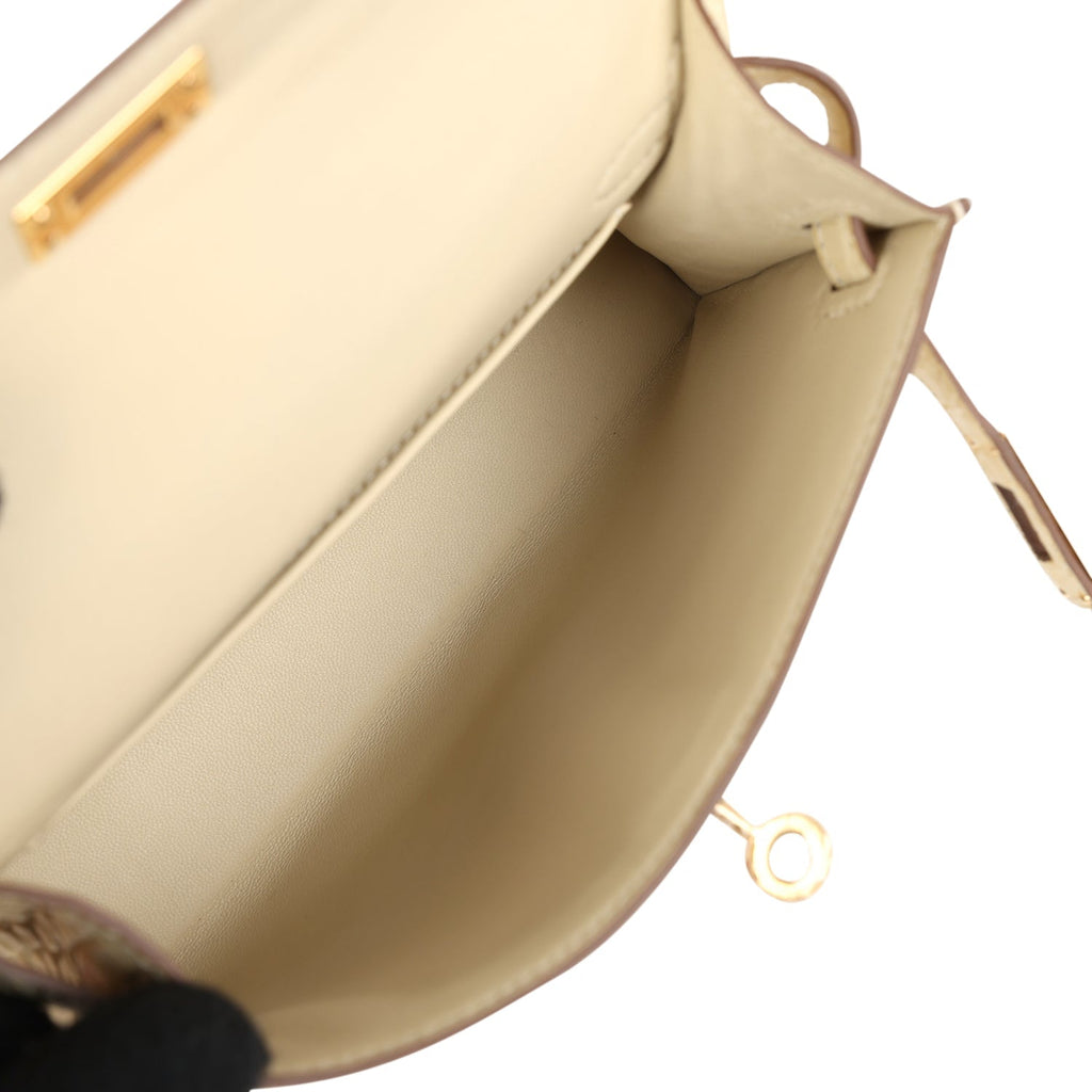 Hermes Kelly Sellier 20 Vanille Matte Alligator Gold Hardware - Exclusu