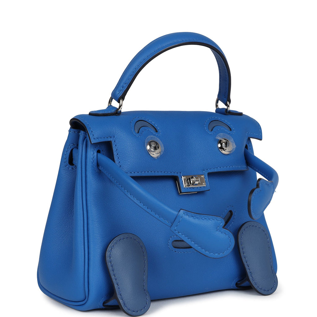Hermes 'Quelle Idolle' Kelly Doll Bleu Zellige and Bleu Agate Swift Palladium Hardware - Exclusu