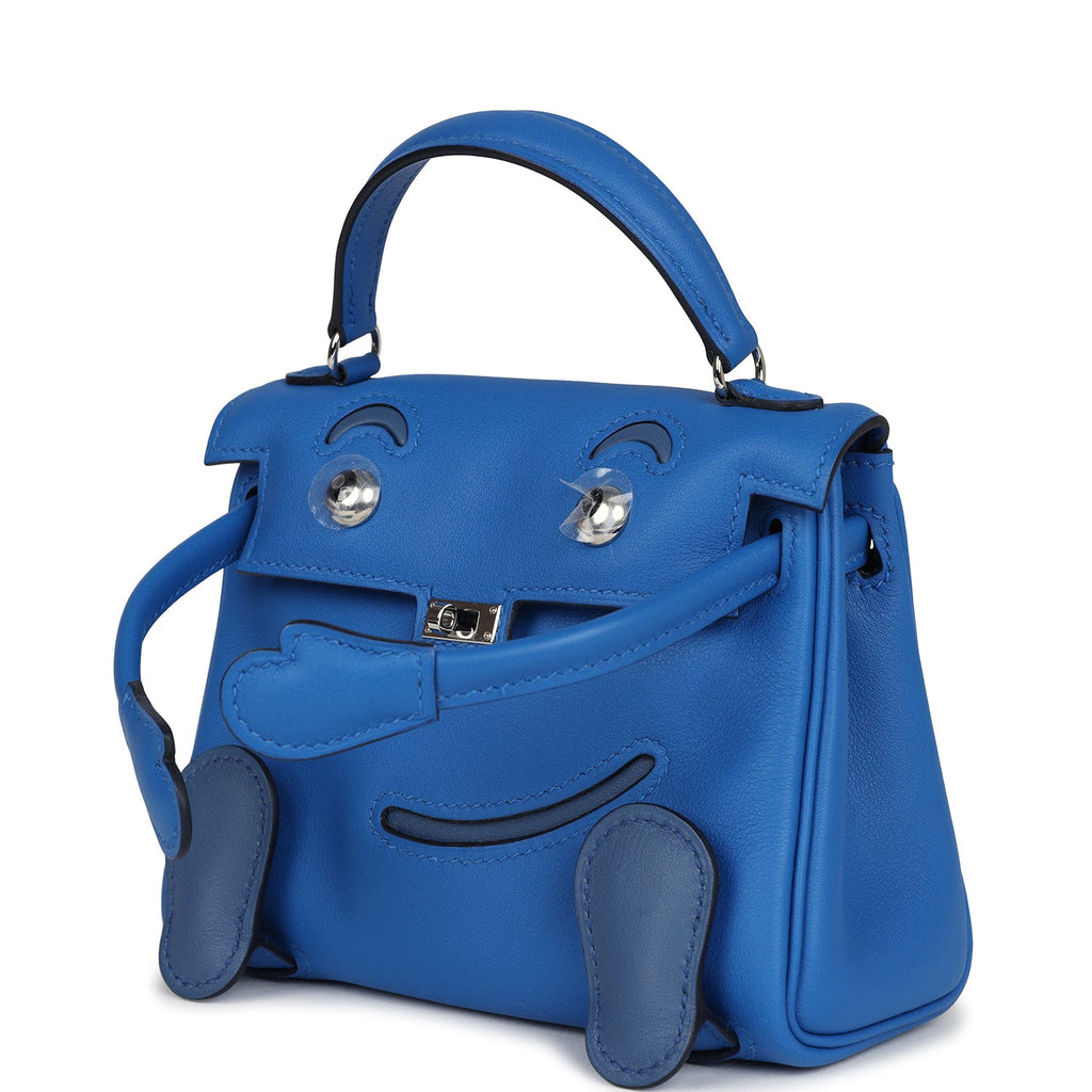 Hermes 'Quelle Idolle' Kelly Doll Bleu Zellige and Bleu Agate Swift Palladium Hardware - Exclusu