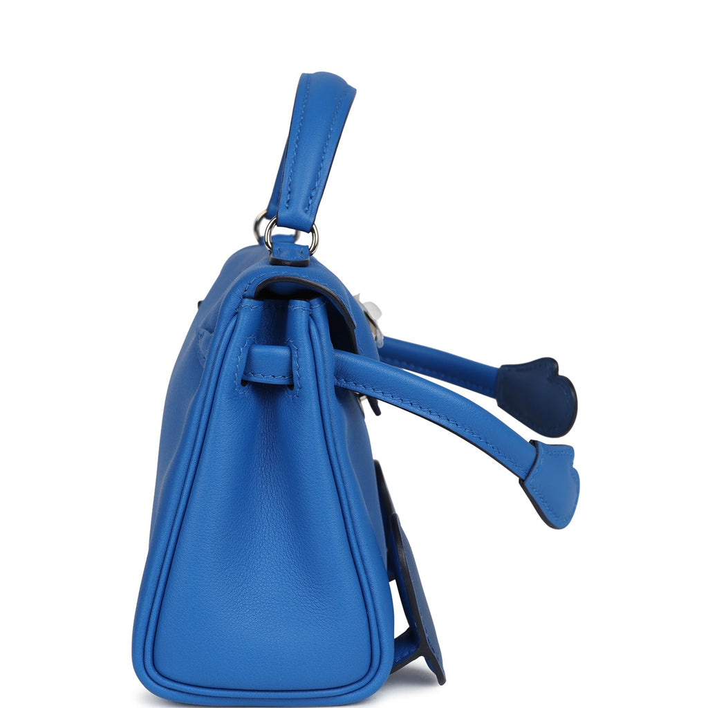 Hermes 'Quelle Idolle' Kelly Doll Bleu Zellige and Bleu Agate Swift Palladium Hardware - Exclusu