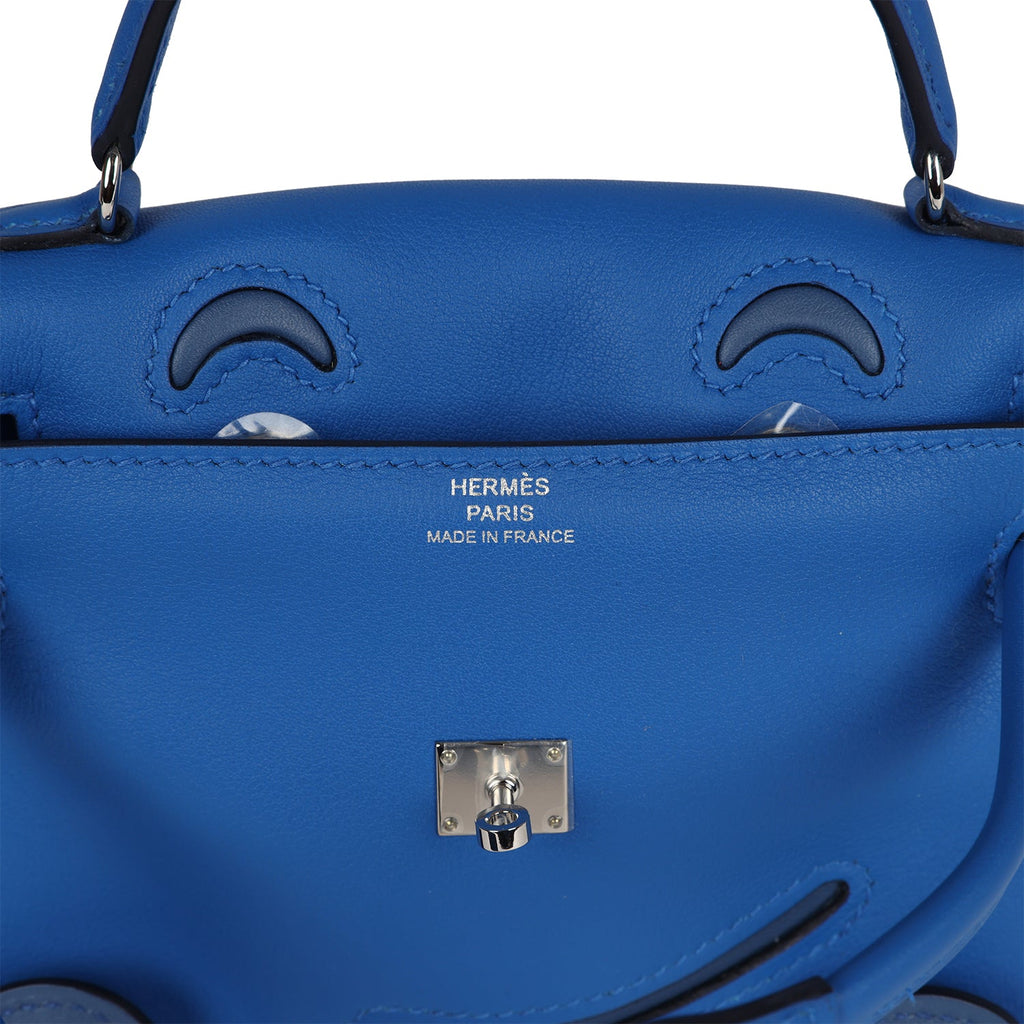 Hermes 'Quelle Idolle' Kelly Doll Bleu Zellige and Bleu Agate Swift Palladium Hardware - Exclusu