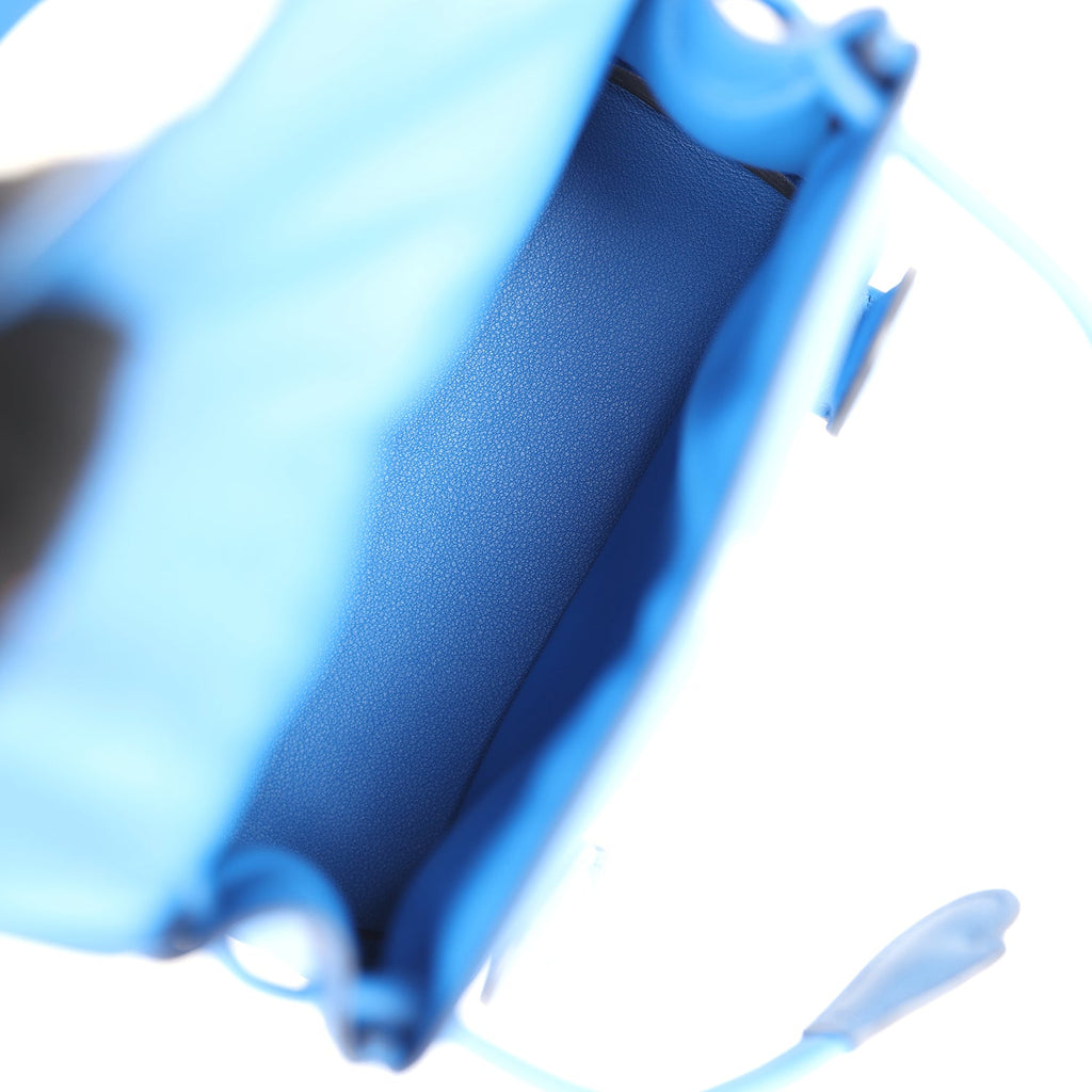 Hermes 'Quelle Idolle' Kelly Doll Bleu Zellige and Bleu Agate Swift Palladium Hardware - Exclusu