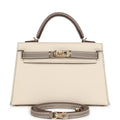 Hermes Special Order (HSS) Kelly Sellier 20 Craie and Gris Asphalte Epsom Permabrass Hardware - Exclusu