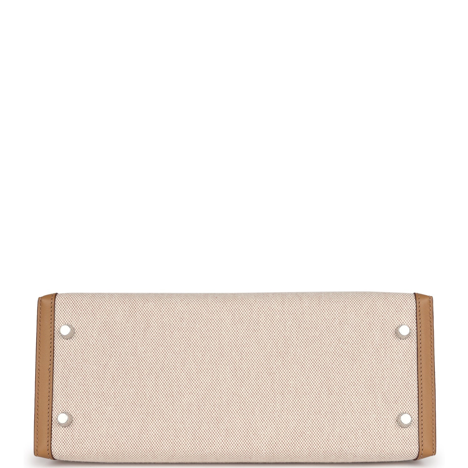 Hermes Kelly Sellier 28 Biscuit Toile H Canvas and Swift Palladium Hardware - Exclusu