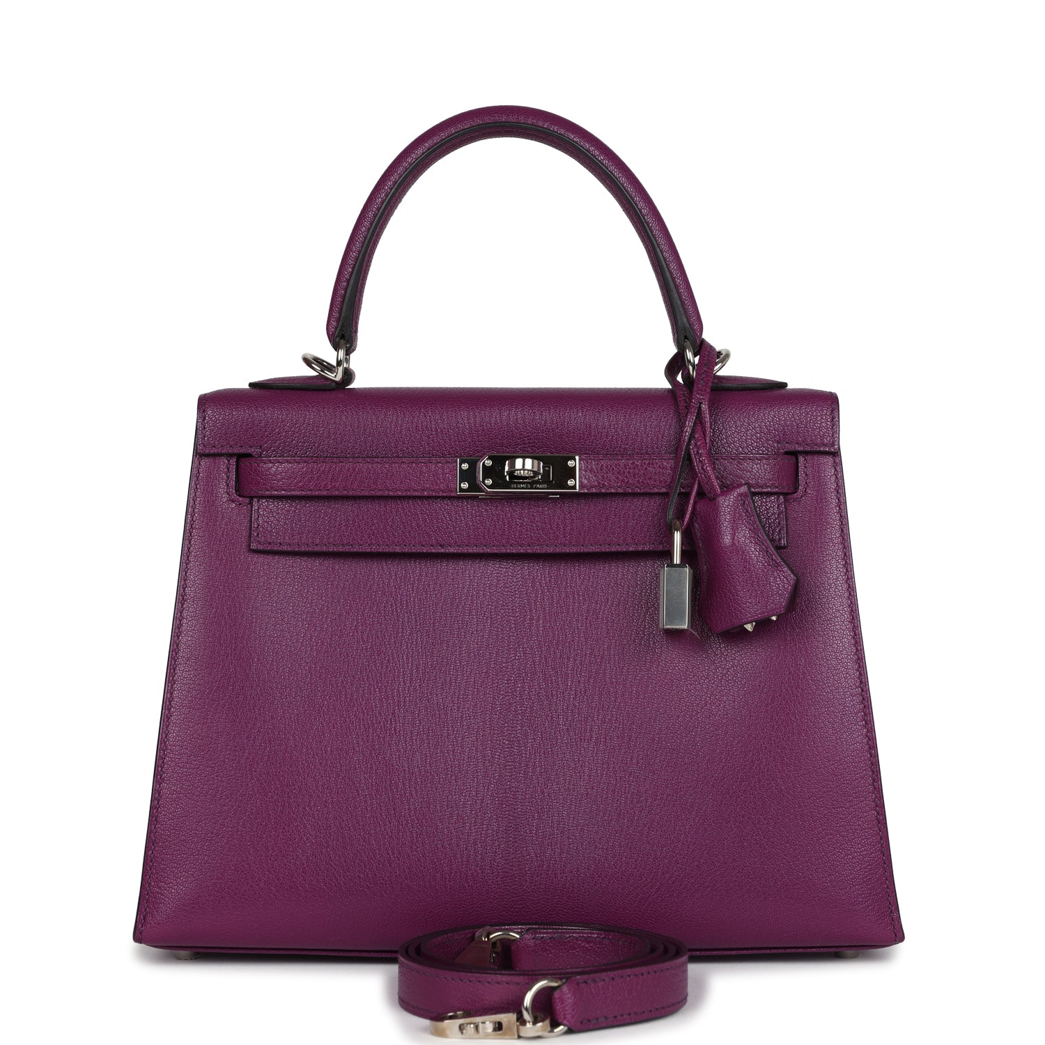 Hermes Kelly Sellier 25 Anemone Chevre Mysore Palladium Hardware - Exclusu