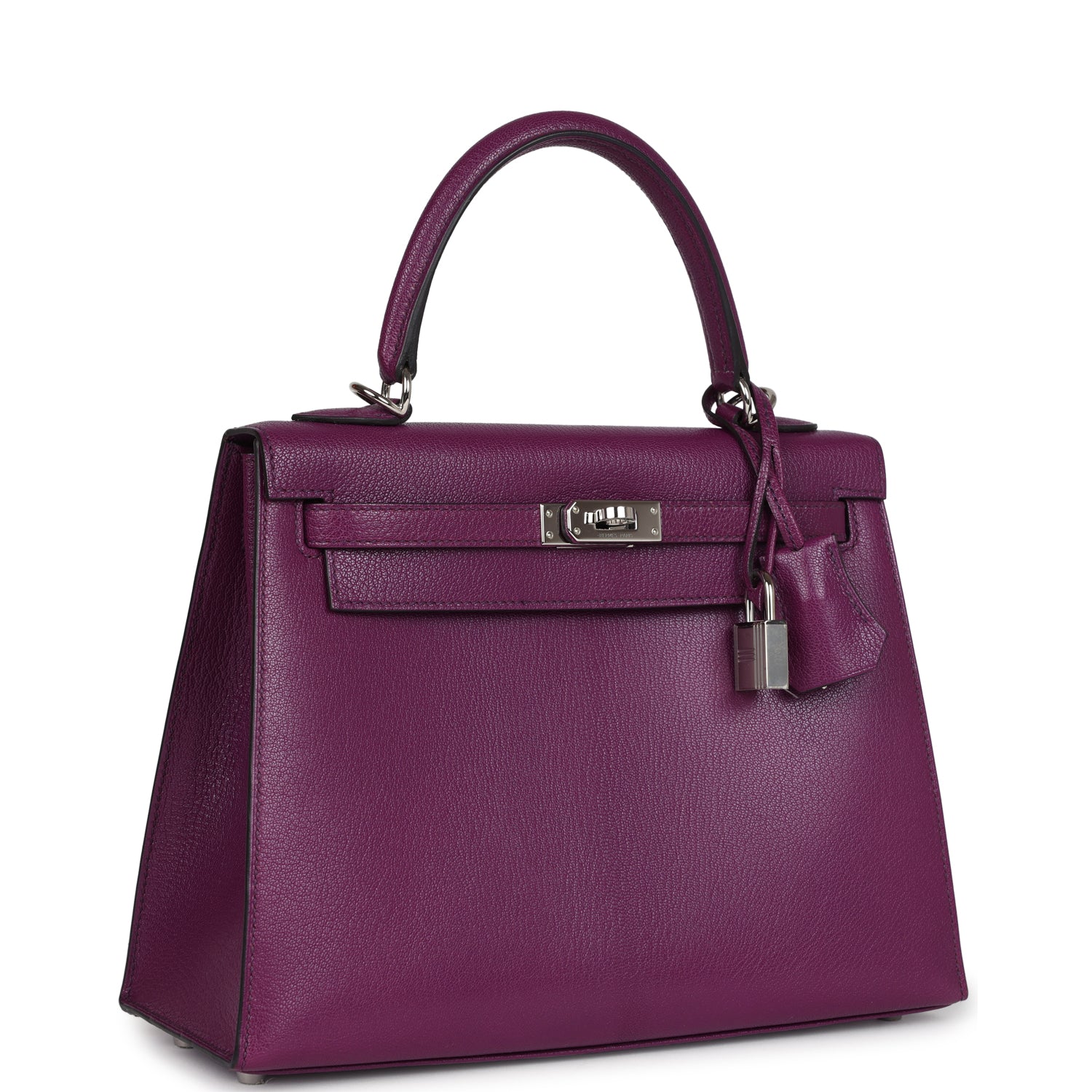 Hermes Kelly Sellier 25 Anemone Chevre Mysore Palladium Hardware - Exclusu