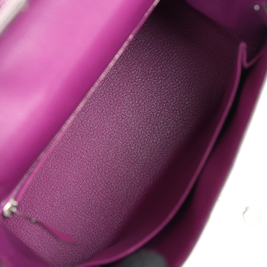 Hermes Kelly Sellier 25 Anemone Chevre Mysore Palladium Hardware - Exclusu