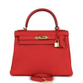 Hermes Kelly Retourne 28 Geranium Togo Gold Hardware - Exclusu