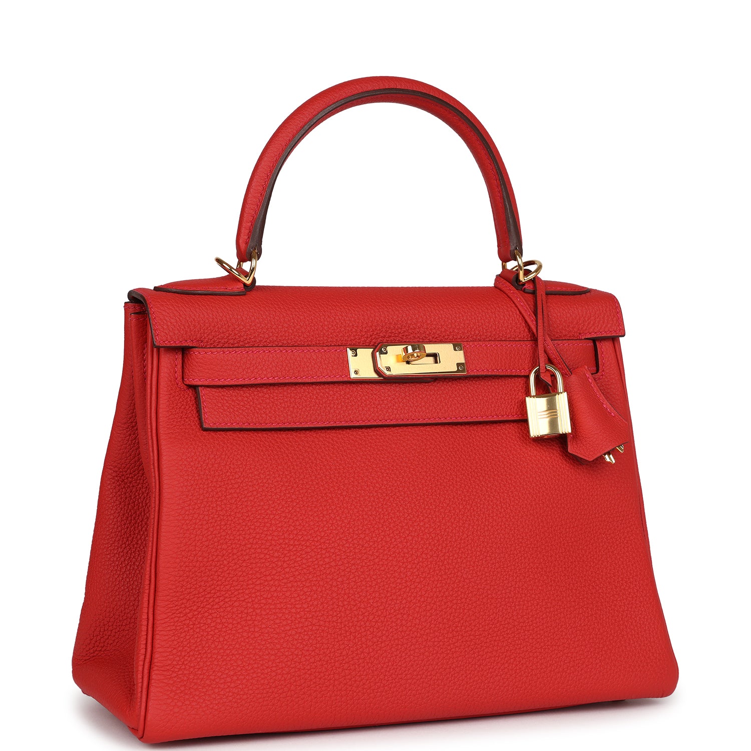 Hermes Kelly Retourne 28 Geranium Togo Gold Hardware - Exclusu