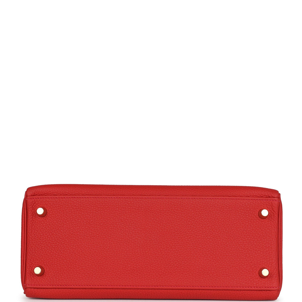 Hermes Kelly Retourne 28 Geranium Togo Gold Hardware - Exclusu