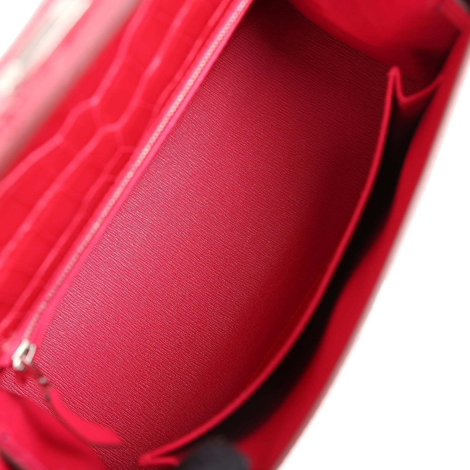 Hermes Kelly Sellier 25 Rose Extreme Shiny Alligator Palladium Hardware - Exclusu