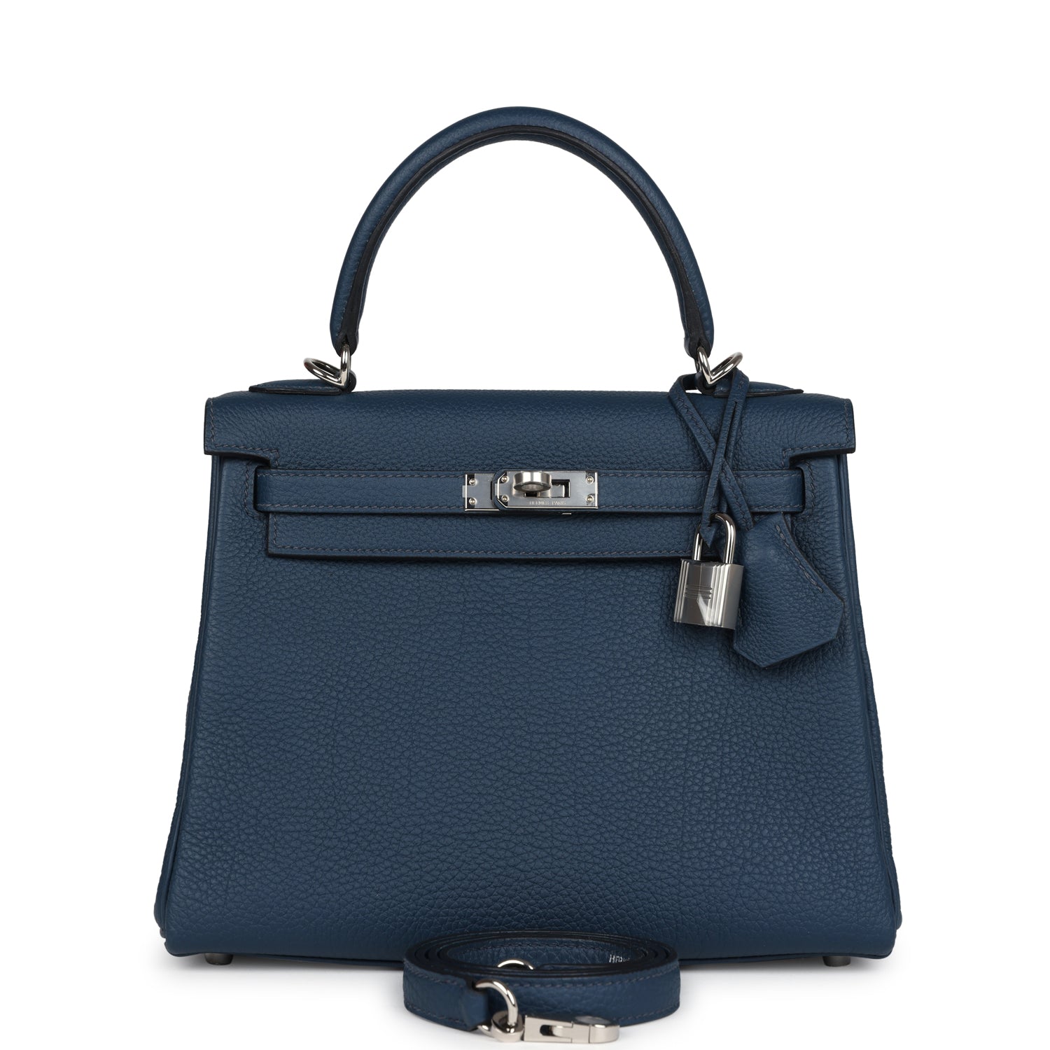 Hermes Kelly Retourne 25 Bleu De Prusse Togo Palladium Hardware - Exclusu