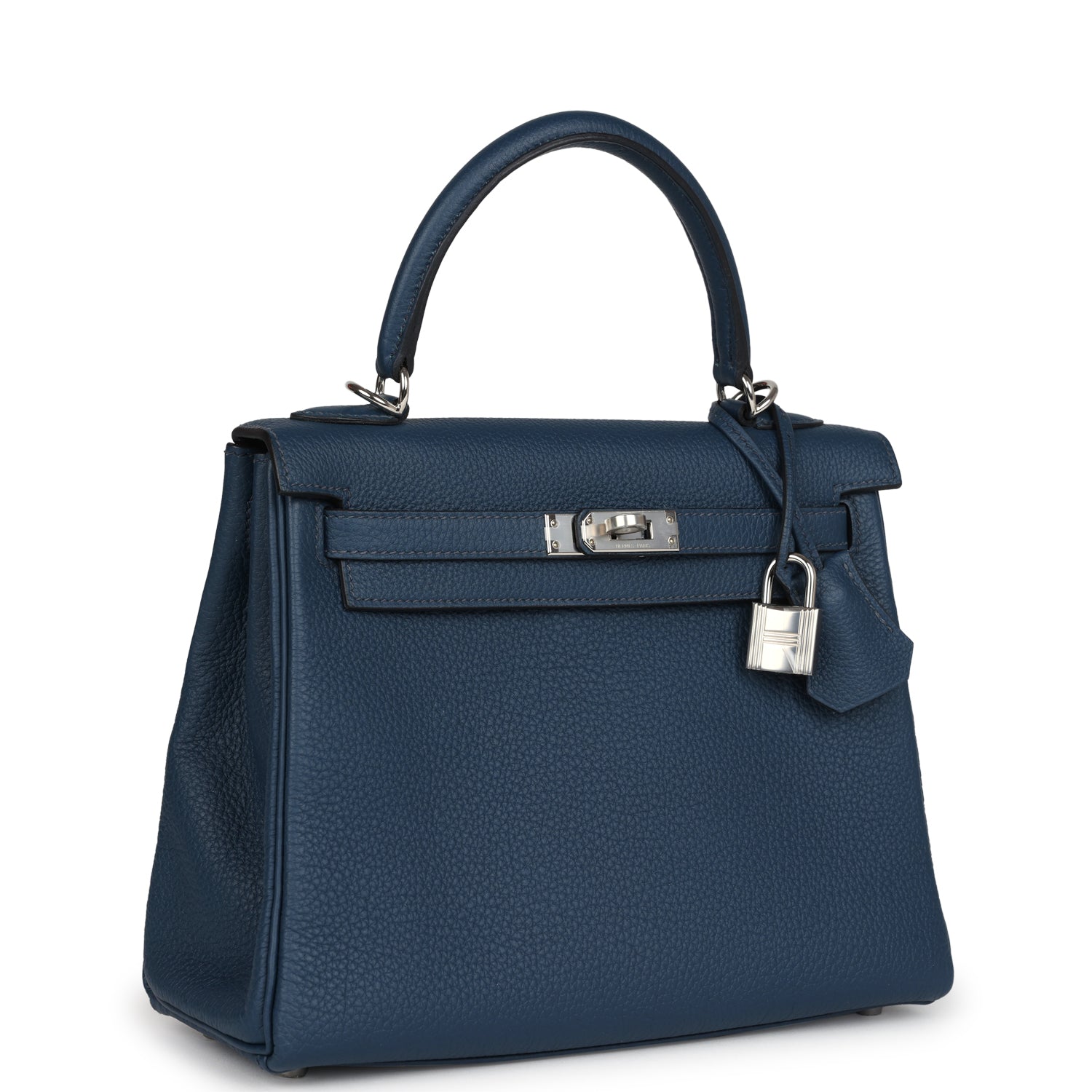Hermes Kelly Retourne 25 Bleu De Prusse Togo Palladium Hardware - Exclusu