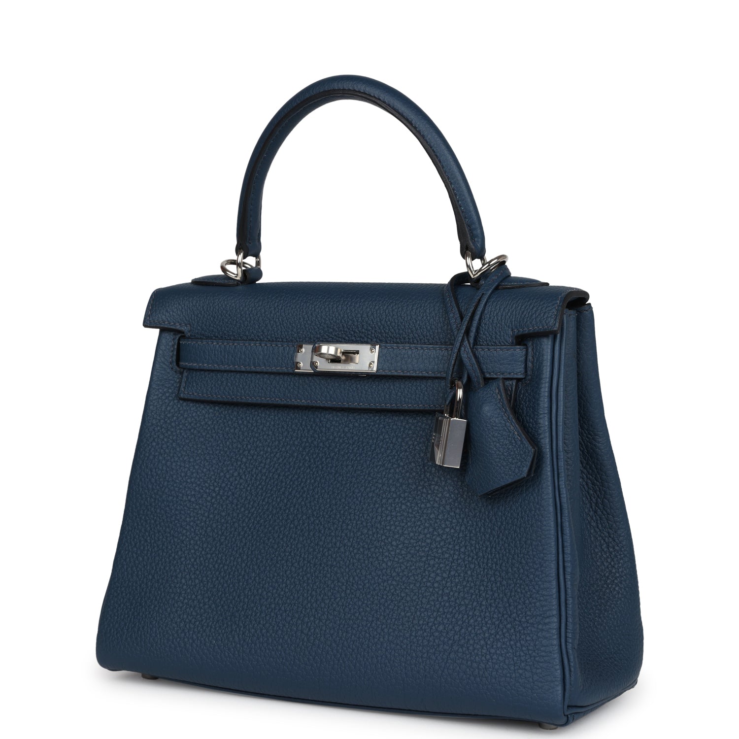Hermes Kelly Retourne 25 Bleu De Prusse Togo Palladium Hardware - Exclusu