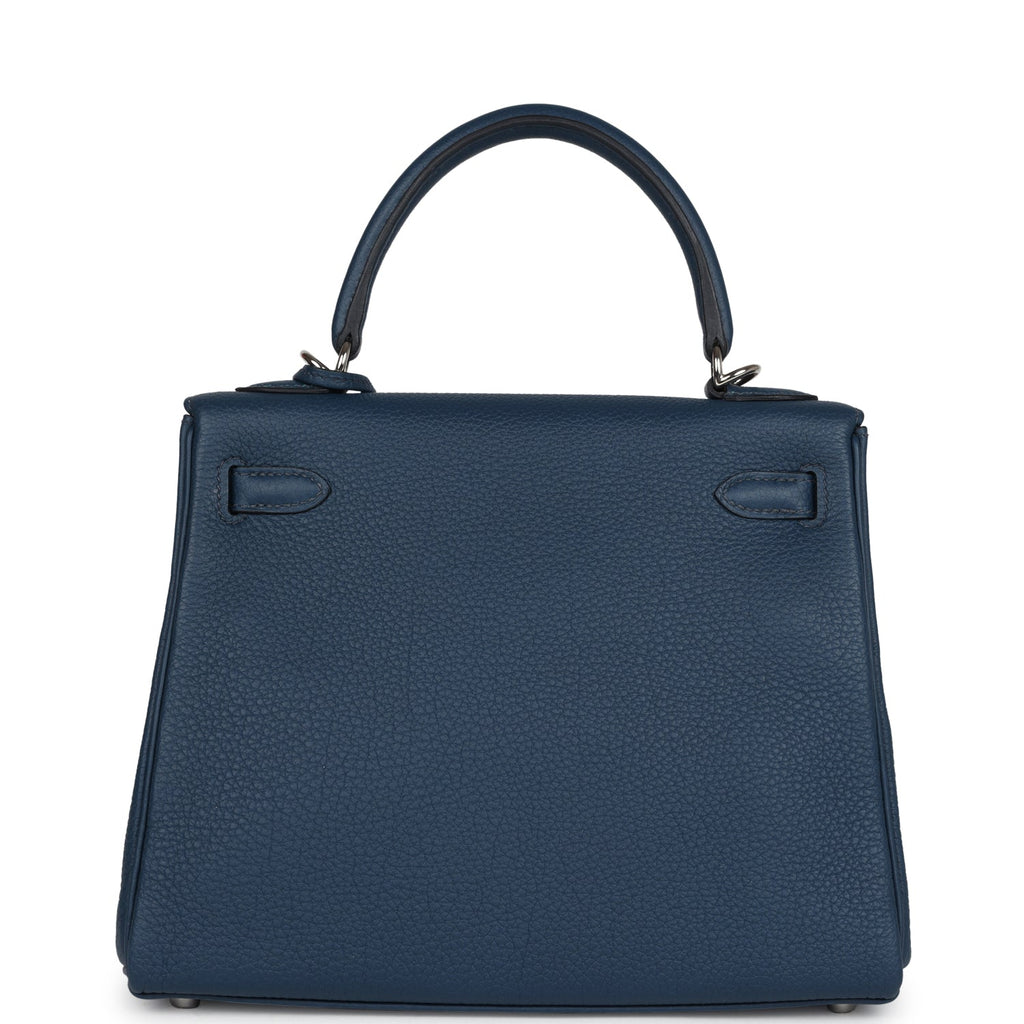Hermes Kelly Retourne 25 Bleu De Prusse Togo Palladium Hardware - Exclusu