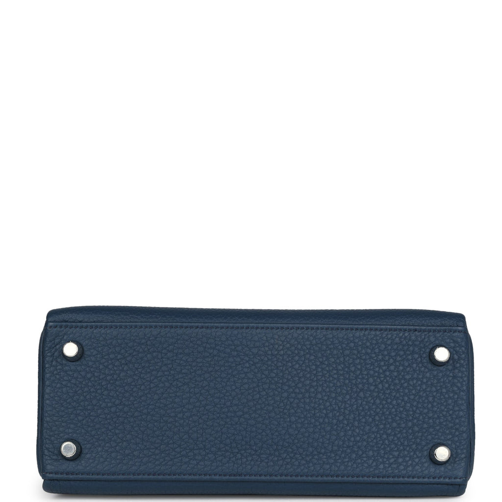 Hermes Kelly Retourne 25 Bleu De Prusse Togo Palladium Hardware - Exclusu