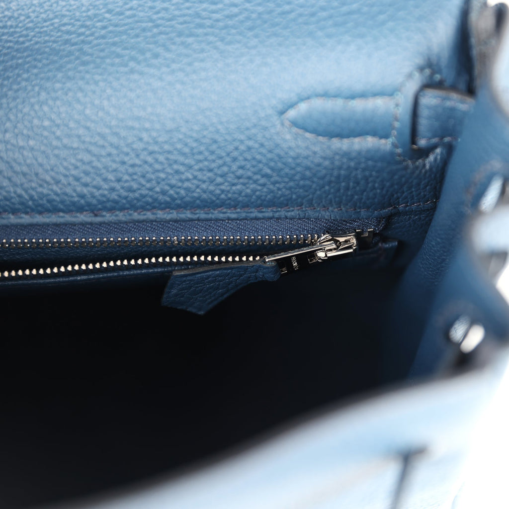 Hermes Kelly Retourne 25 Bleu De Prusse Togo Palladium Hardware - Exclusu