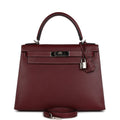Hermes 'Miss You' Kelly Sellier 28 Rouge H Monsieur Palladium Hardware - Exclusu