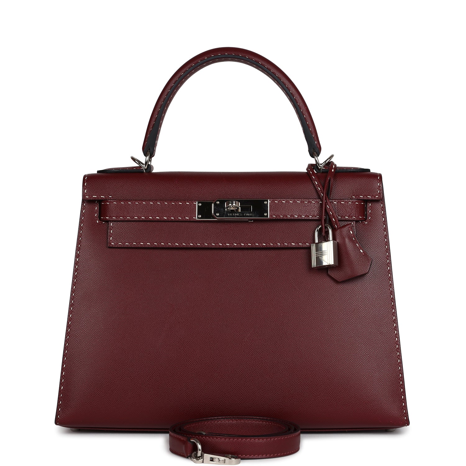 Hermes 'Miss You' Kelly Sellier 28 Rouge H Monsieur Palladium Hardware - Exclusu