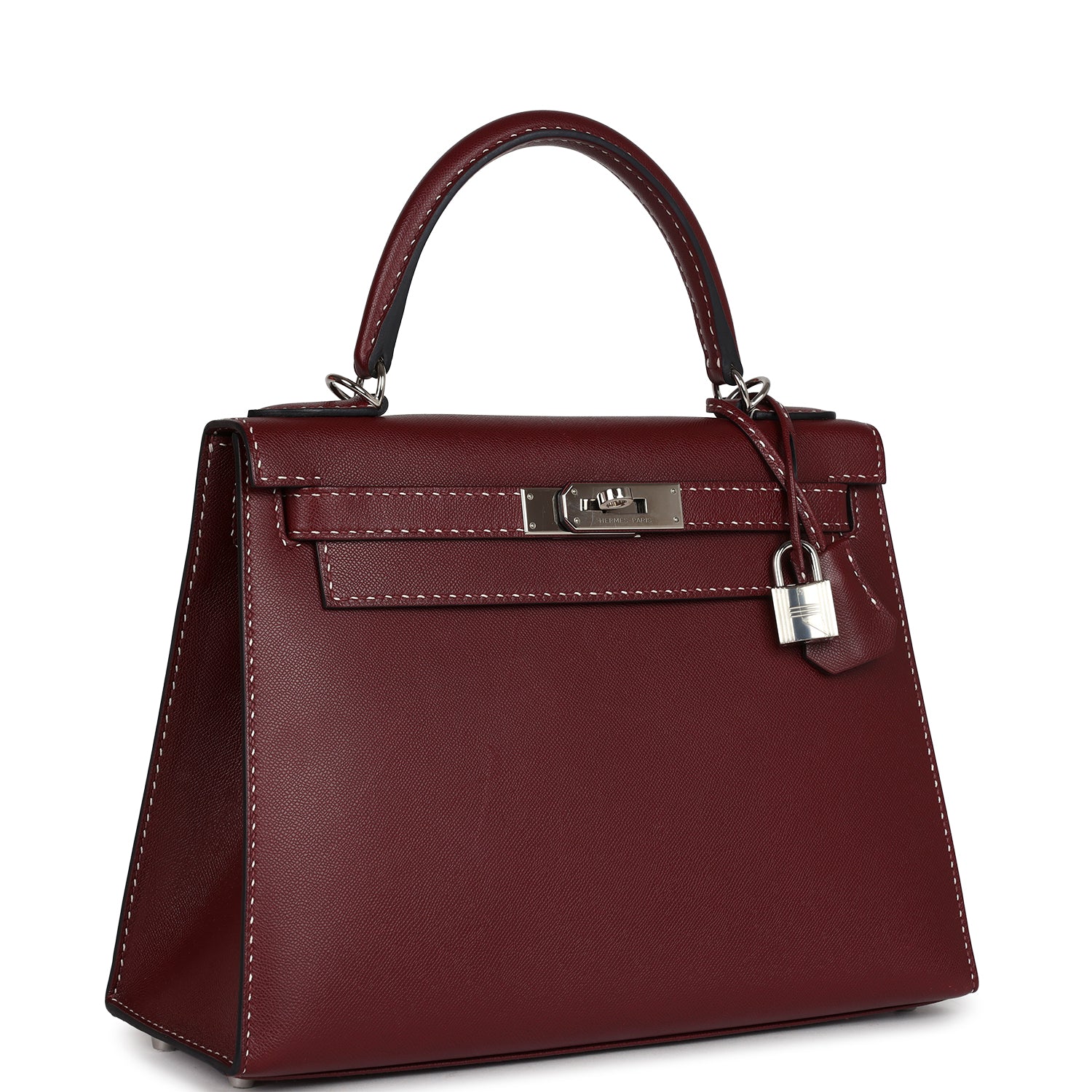 Hermes 'Miss You' Kelly Sellier 28 Rouge H Monsieur Palladium Hardware - Exclusu