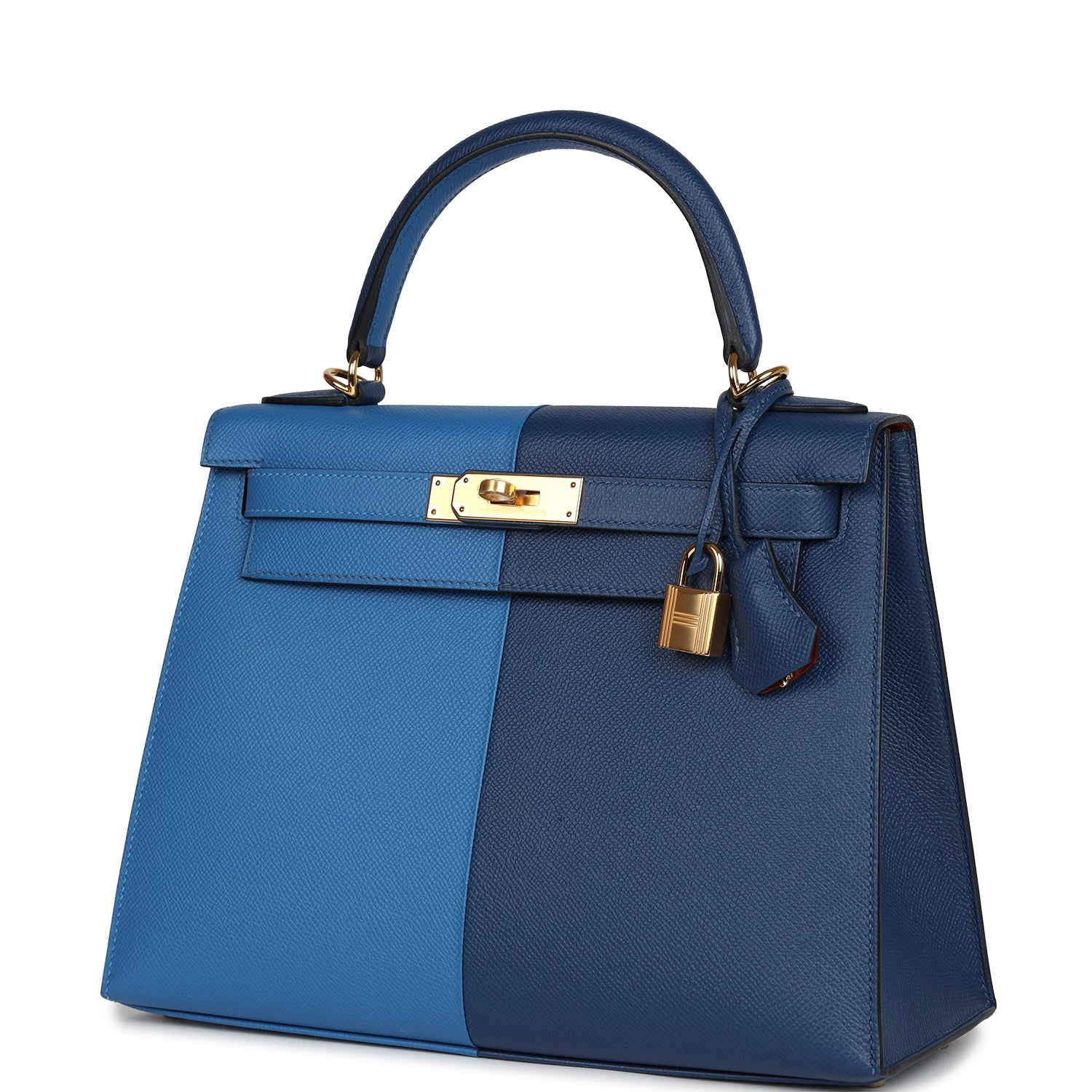 Hermes Kelly Sellier 28 Casaque Deep Bleu and Mykonos Epsom Gold Hardware - Exclusu