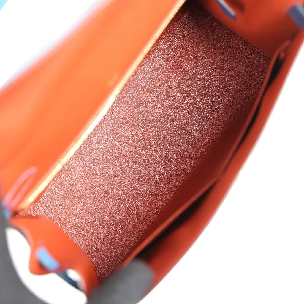 Hermes Kelly Sellier 28 Casaque Deep Bleu and Mykonos Epsom Gold Hardware - Exclusu