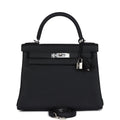 Hermes Kelly Retourne 28 Black Togo Palladium Hardware - Exclusu