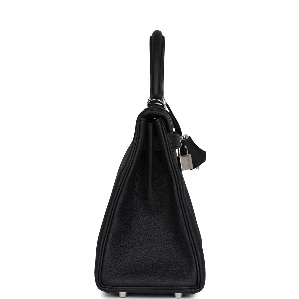 Hermes Kelly Retourne 28 Black Togo Palladium Hardware - Exclusu