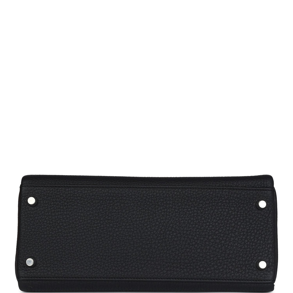 Hermes Kelly Retourne 28 Black Togo Palladium Hardware - Exclusu