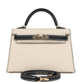 Hermes Special Order (HSS) Kelly Sellier 20 Craie and Black Epsom Permabrass Hardware - Exclusu