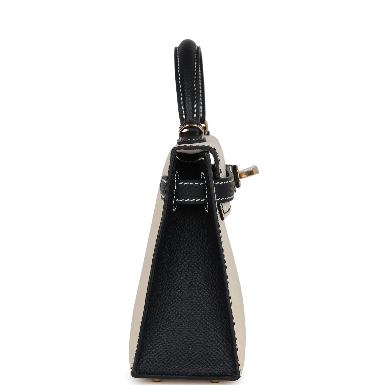 Hermes Special Order (HSS) Kelly Sellier 20 Craie and Black Epsom Permabrass Hardware - Exclusu