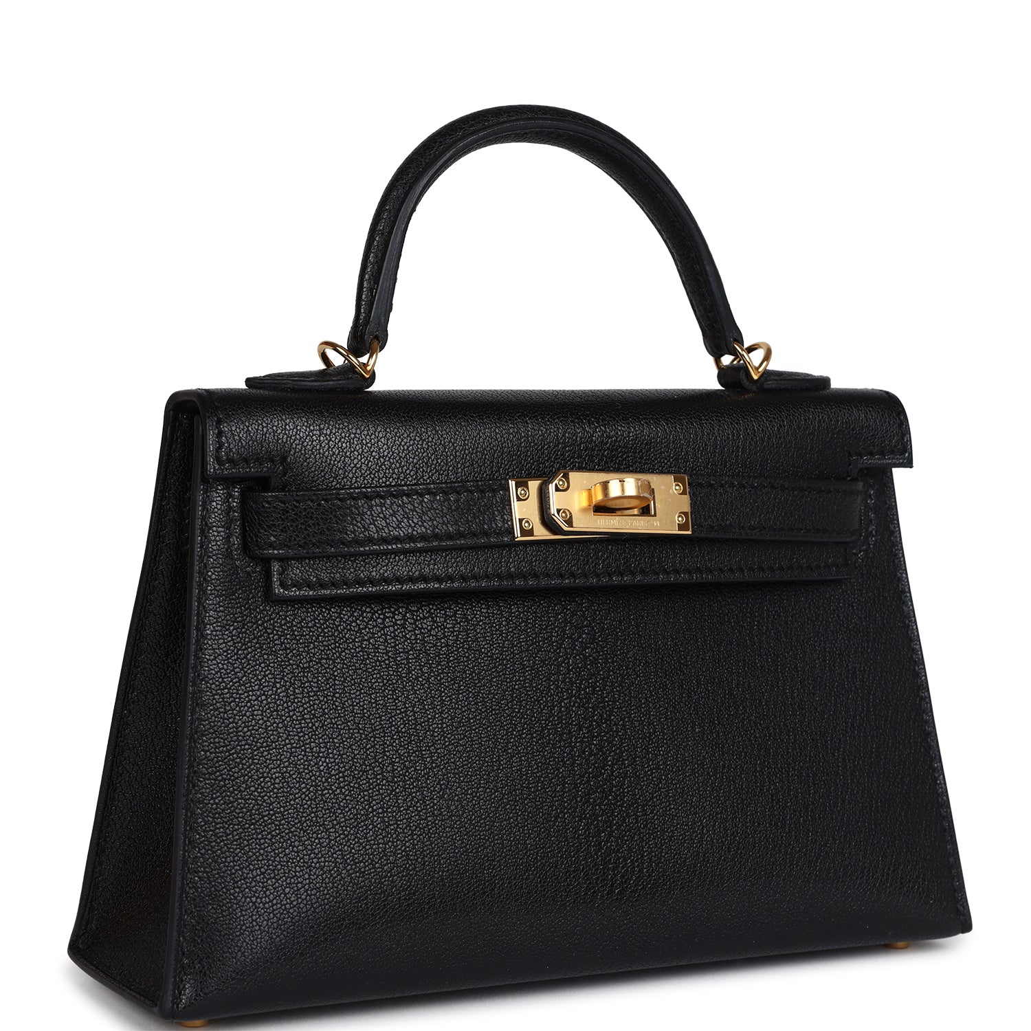 Hermes Kelly Sellier 20 Black Chevre Mysore Gold Hardware - Exclusu