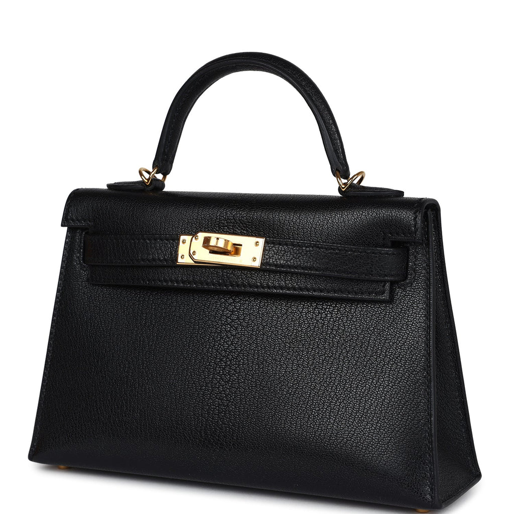 Hermes Kelly Sellier 20 Black Chevre Mysore Gold Hardware - Exclusu
