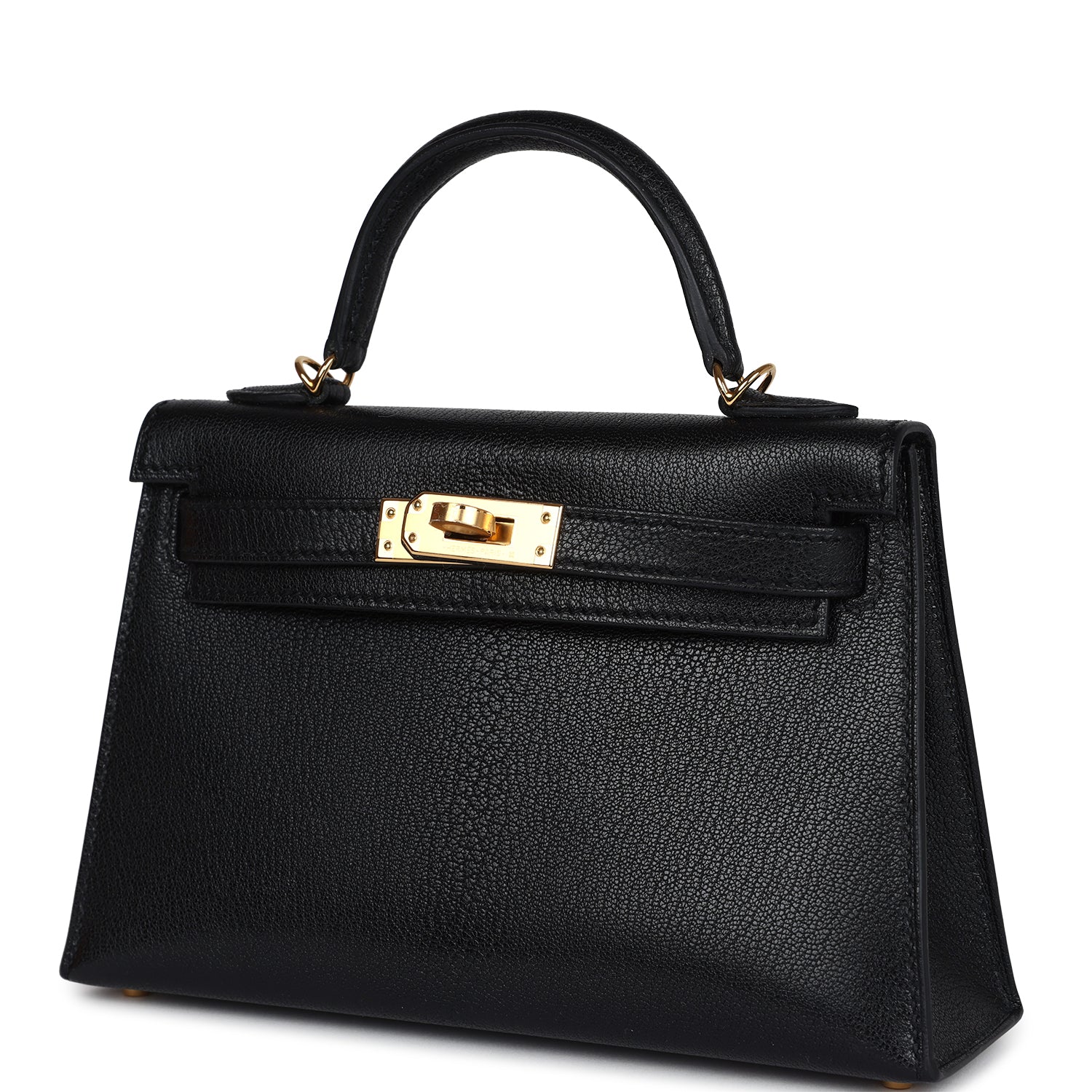 Hermes Kelly Sellier 20 Black Chevre Mysore Gold Hardware - Exclusu