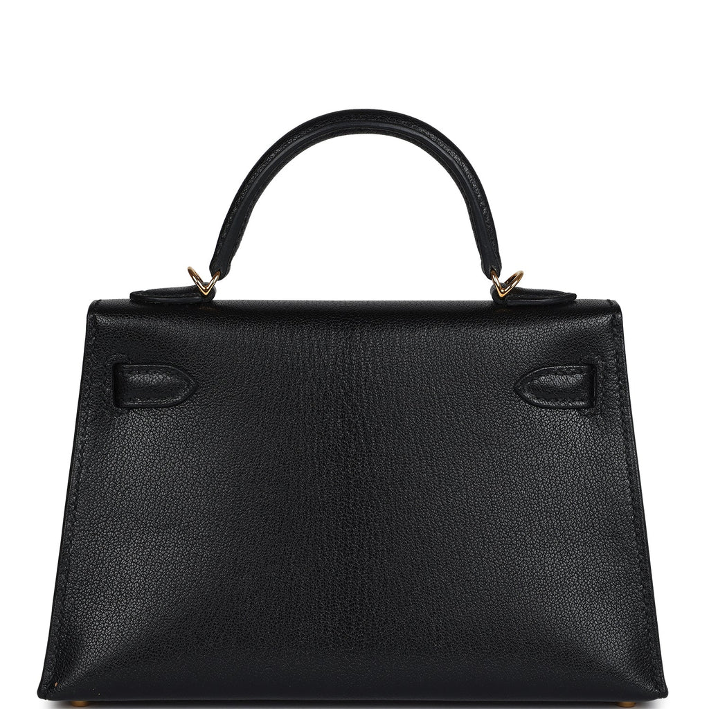 Hermes Kelly Sellier 20 Black Chevre Mysore Gold Hardware - Exclusu