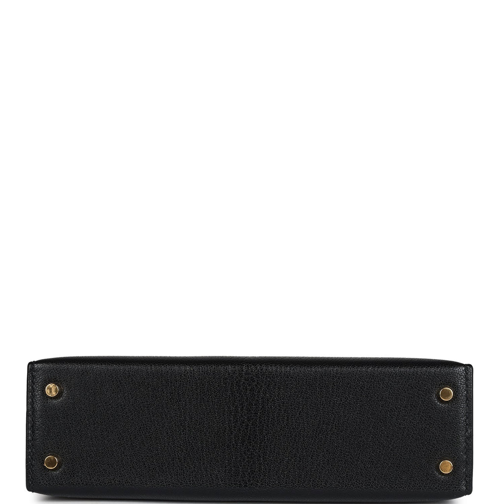 Hermes Kelly Sellier 20 Black Chevre Mysore Gold Hardware - Exclusu