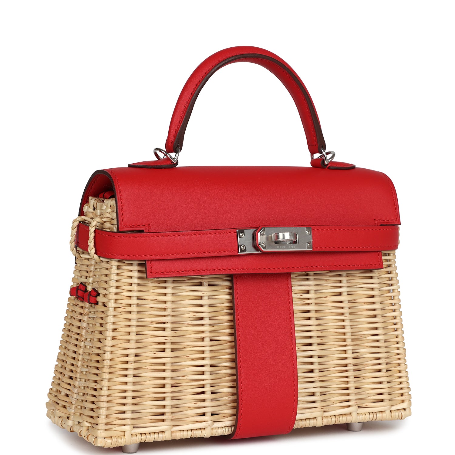 Hermes Mini Picnic Kelly 20 Rouge De Coeur Swift Palladium Hardware - Exclusu