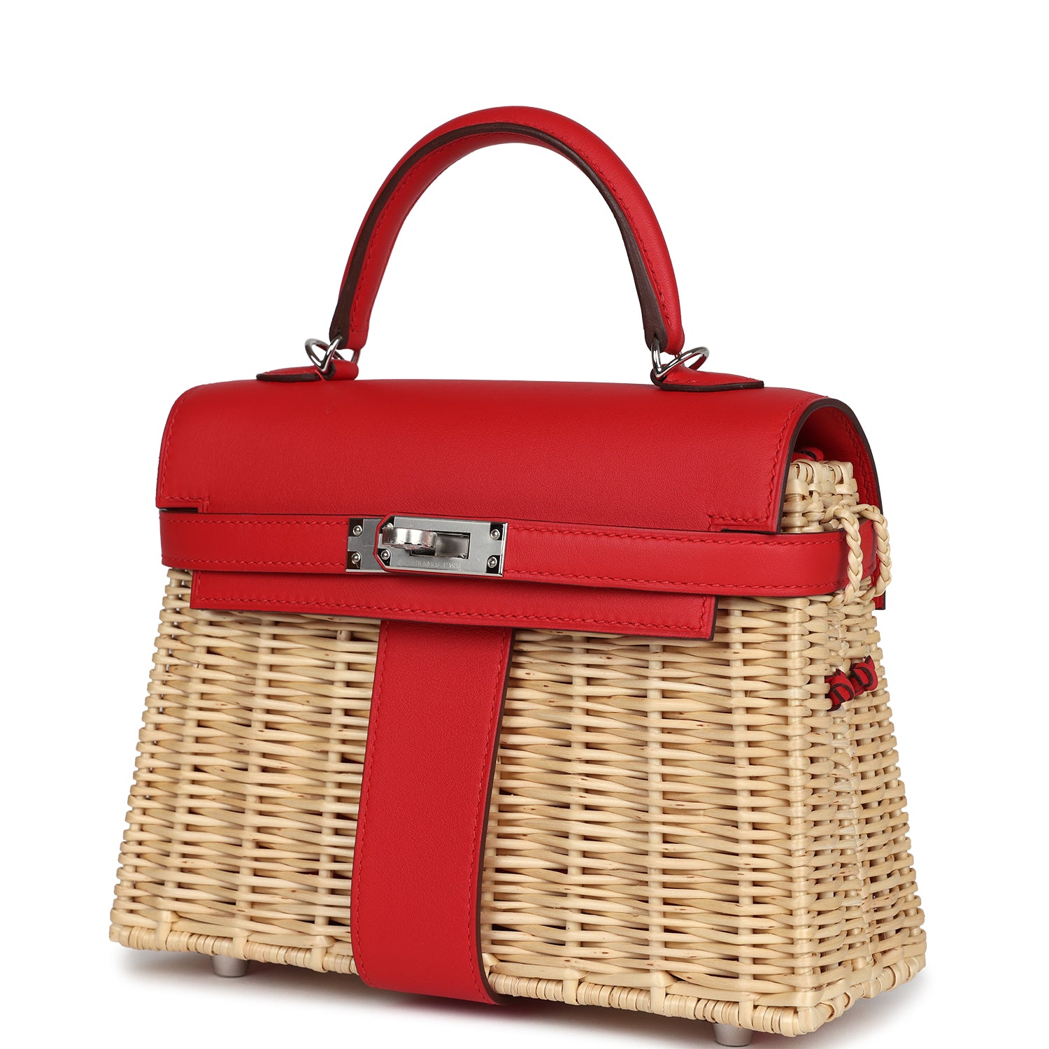 Hermes Mini Picnic Kelly 20 Rouge De Coeur Swift Palladium Hardware - Exclusu
