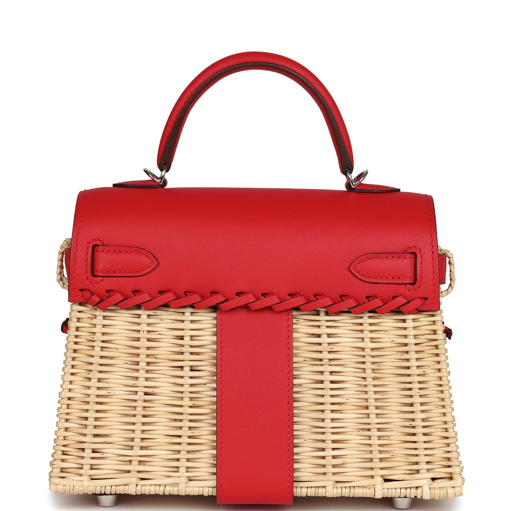 Hermes Mini Picnic Kelly 20 Rouge De Coeur Swift Palladium Hardware - Exclusu