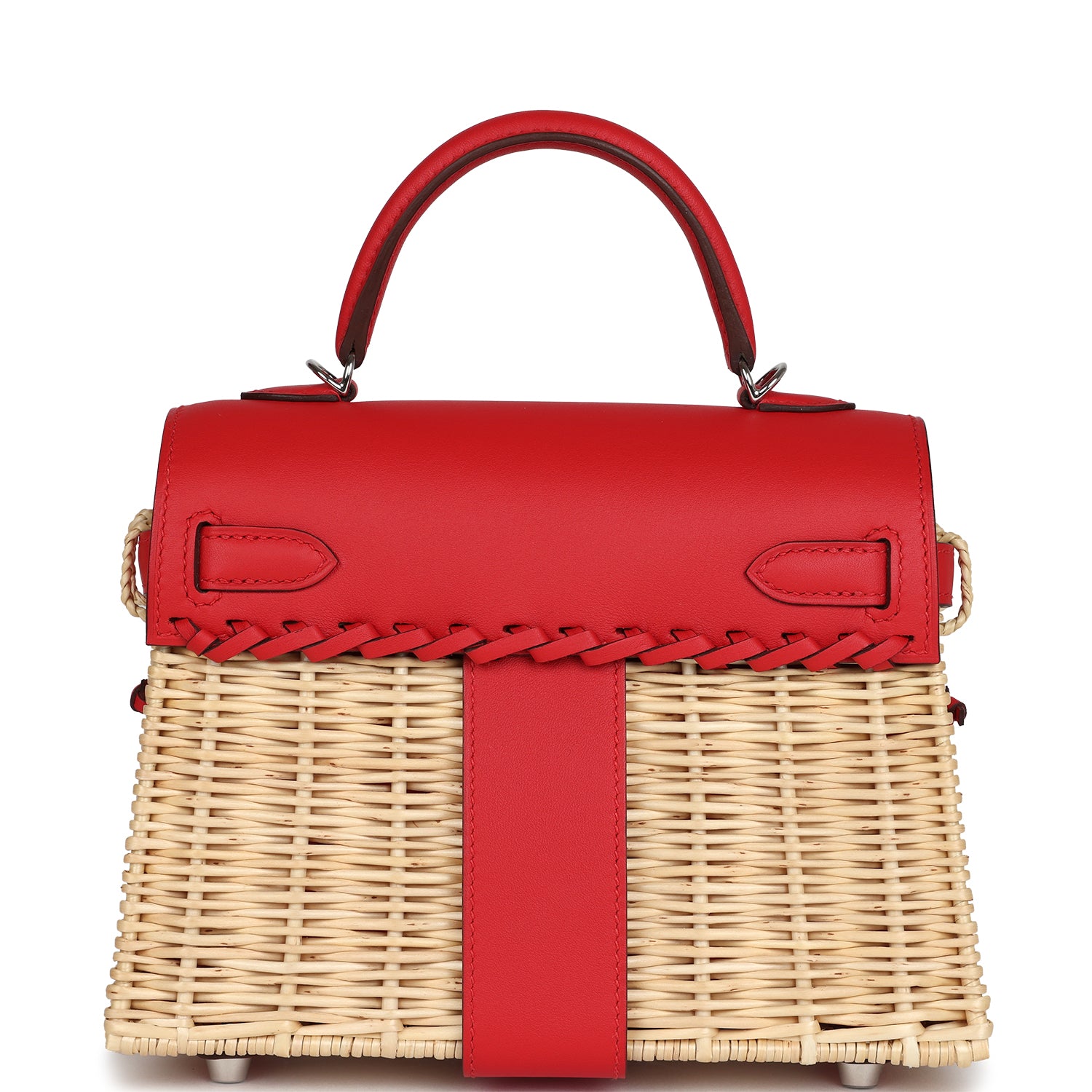 Hermes Mini Picnic Kelly 20 Rouge De Coeur Swift Palladium Hardware - Exclusu