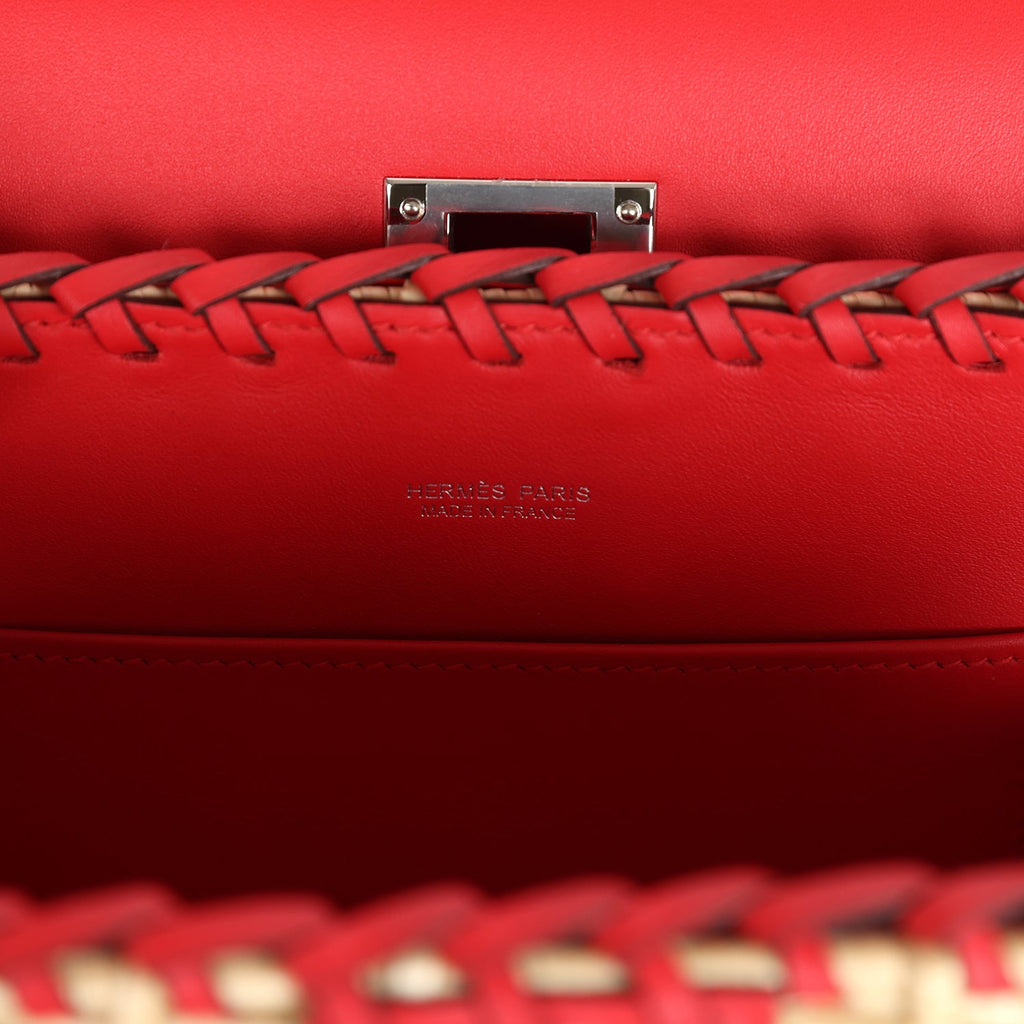 Hermes Mini Picnic Kelly 20 Rouge De Coeur Swift Palladium Hardware - Exclusu