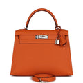 Hermes Kelly Sellier 28 Orange Epsom Palladium Hardware - Exclusu