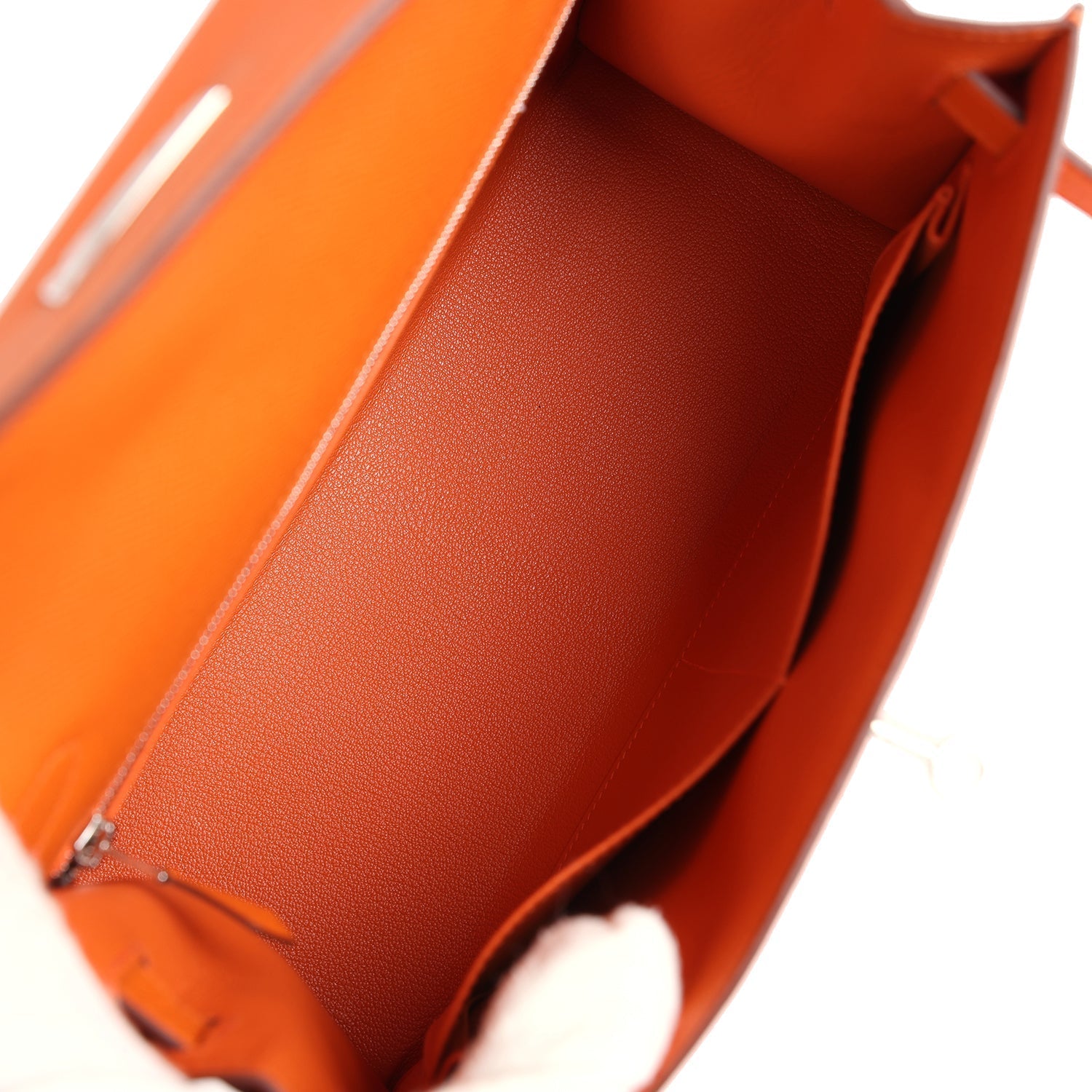 Hermes Kelly Sellier 28 Orange Epsom Palladium Hardware - Exclusu