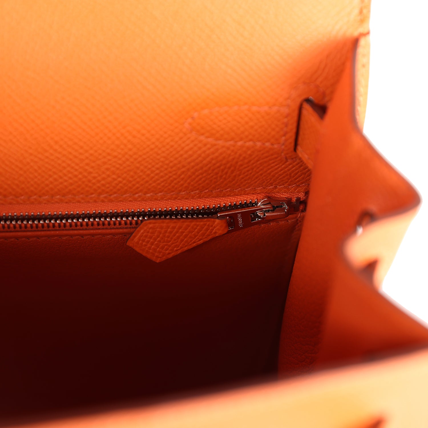 Hermes Kelly Sellier 28 Orange Epsom Palladium Hardware - Exclusu