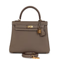 Hermes Kelly Retourne 25 Etoupe Togo Gold Hardware - Exclusu