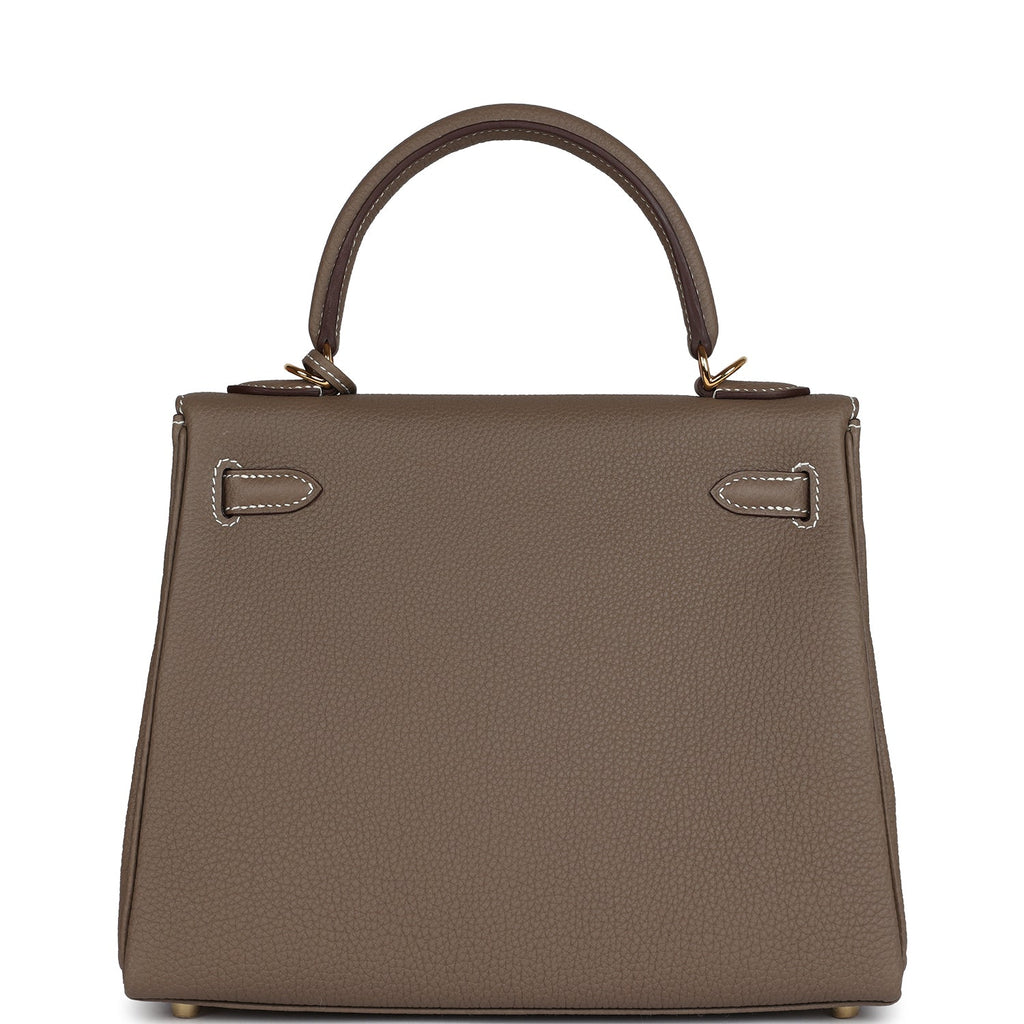 Hermes Kelly Retourne 25 Etoupe Togo Gold Hardware - Exclusu