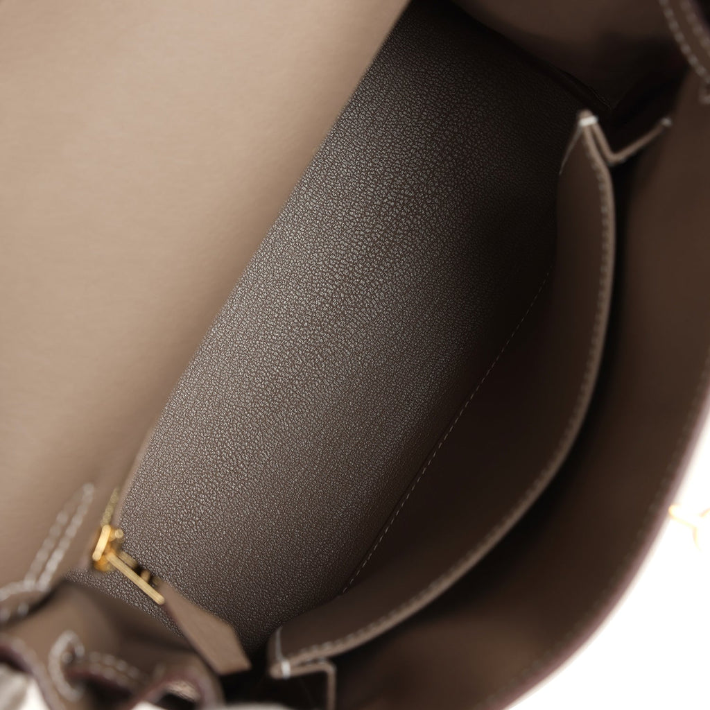 Hermes Kelly Retourne 25 Etoupe Togo Gold Hardware - Exclusu
