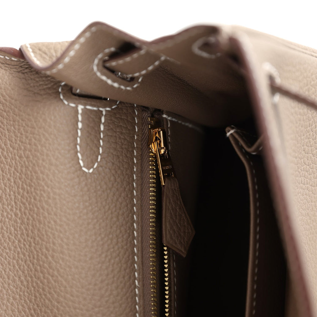Hermes Kelly Retourne 25 Etoupe Togo Gold Hardware - Exclusu