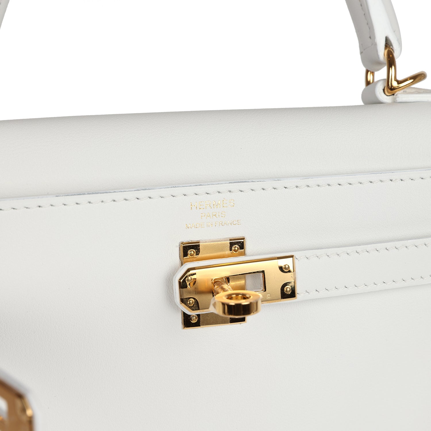 Hermes Kelly Retourne 25 New White Swift Gold Hardware - Exclusu